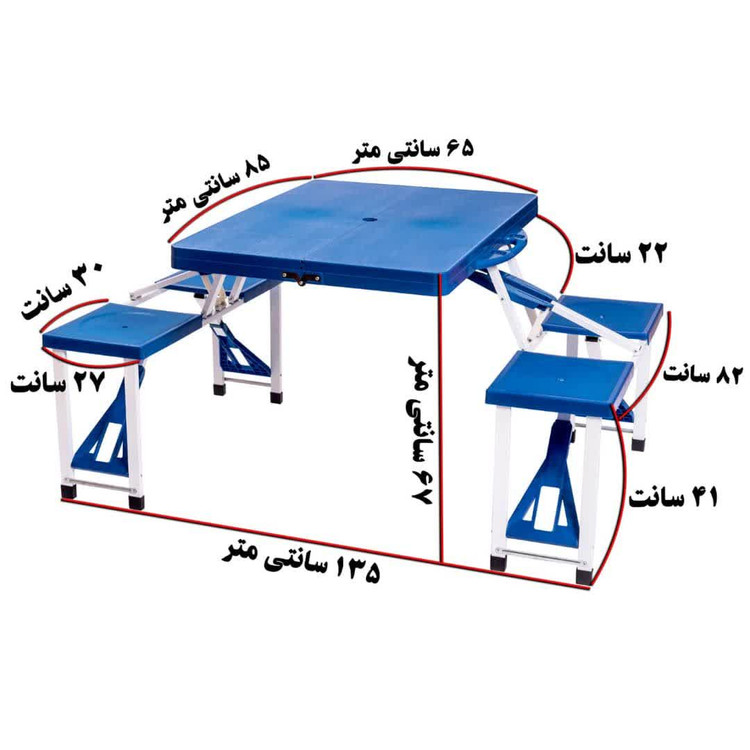 میز و صندلی 4 نفره تاشو رنگ قرمز