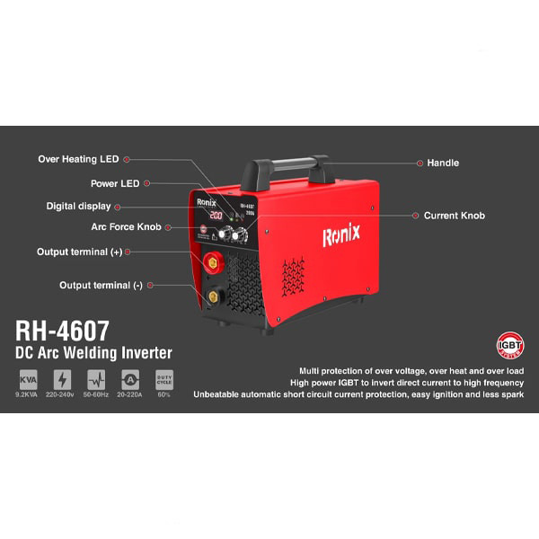 دستگاه جوشکاری اینورتر200 آمپر ایرانی رونیکس مدلRH-4607