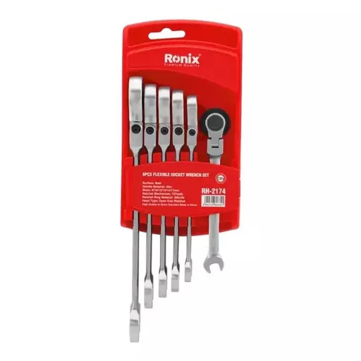 مجموعه 6 عددی آچار جغجغه دسته تاشو رونیکس مدل Ronix RH-2174
