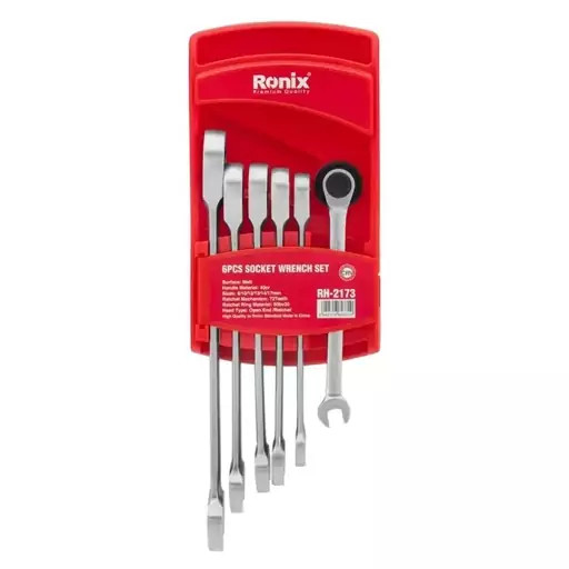 مجموعه 6 عددی آچار جغجغه دسته ثابت رونیکس مدل Ronix RH-2173